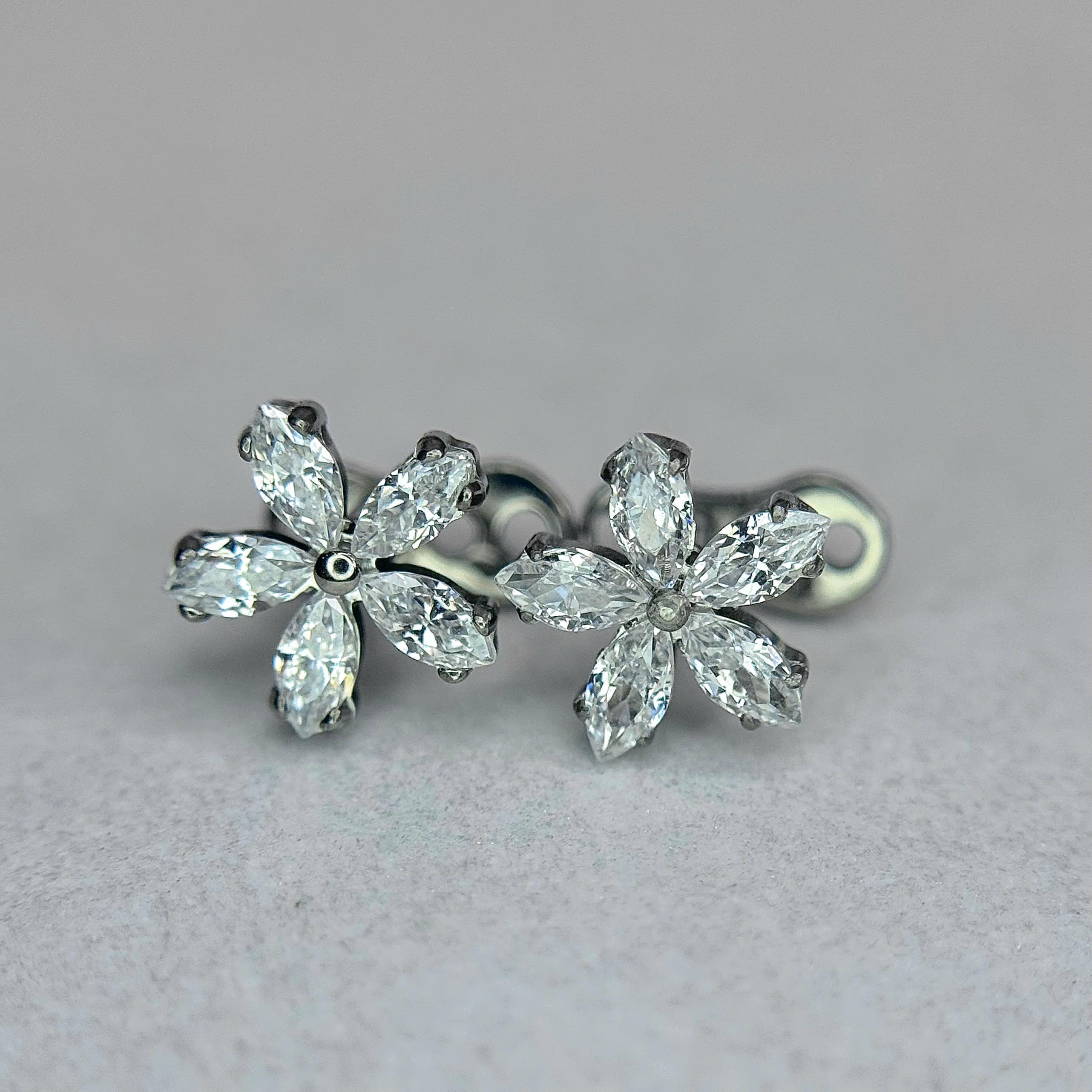 Khuyên cấy titan hoa 5 cánh nhọn