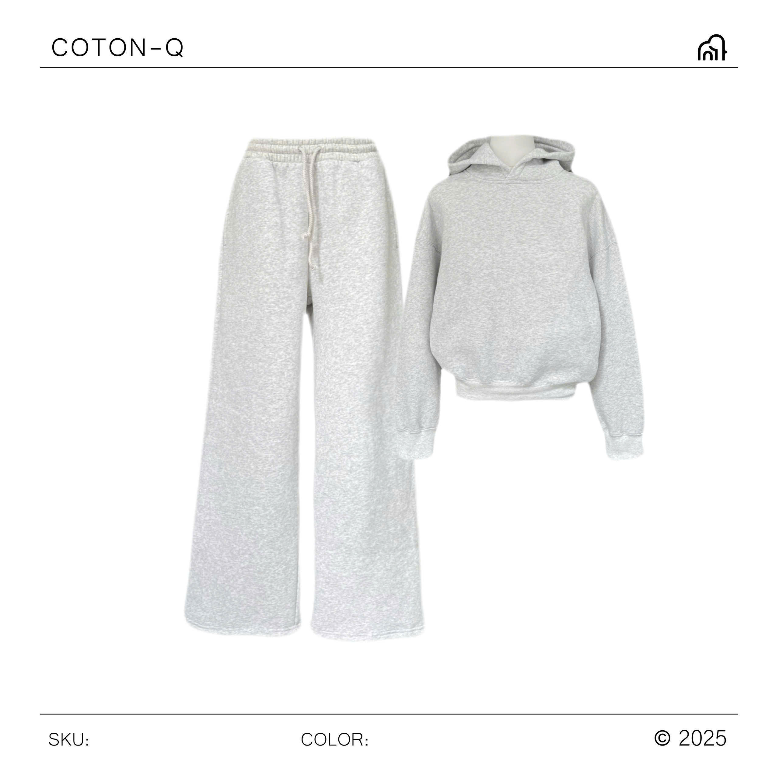 HJ124 Set hoodie nỉ + quần dài ( XÁM )