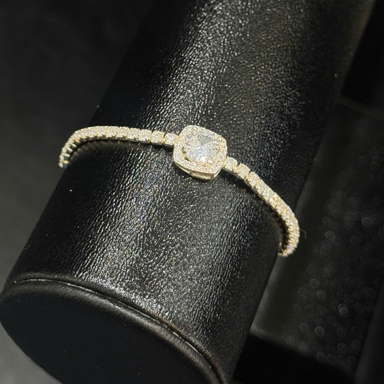 Vòng tay bạc xi kim dây đá charm đá vuông lớn_thumbnail_2
