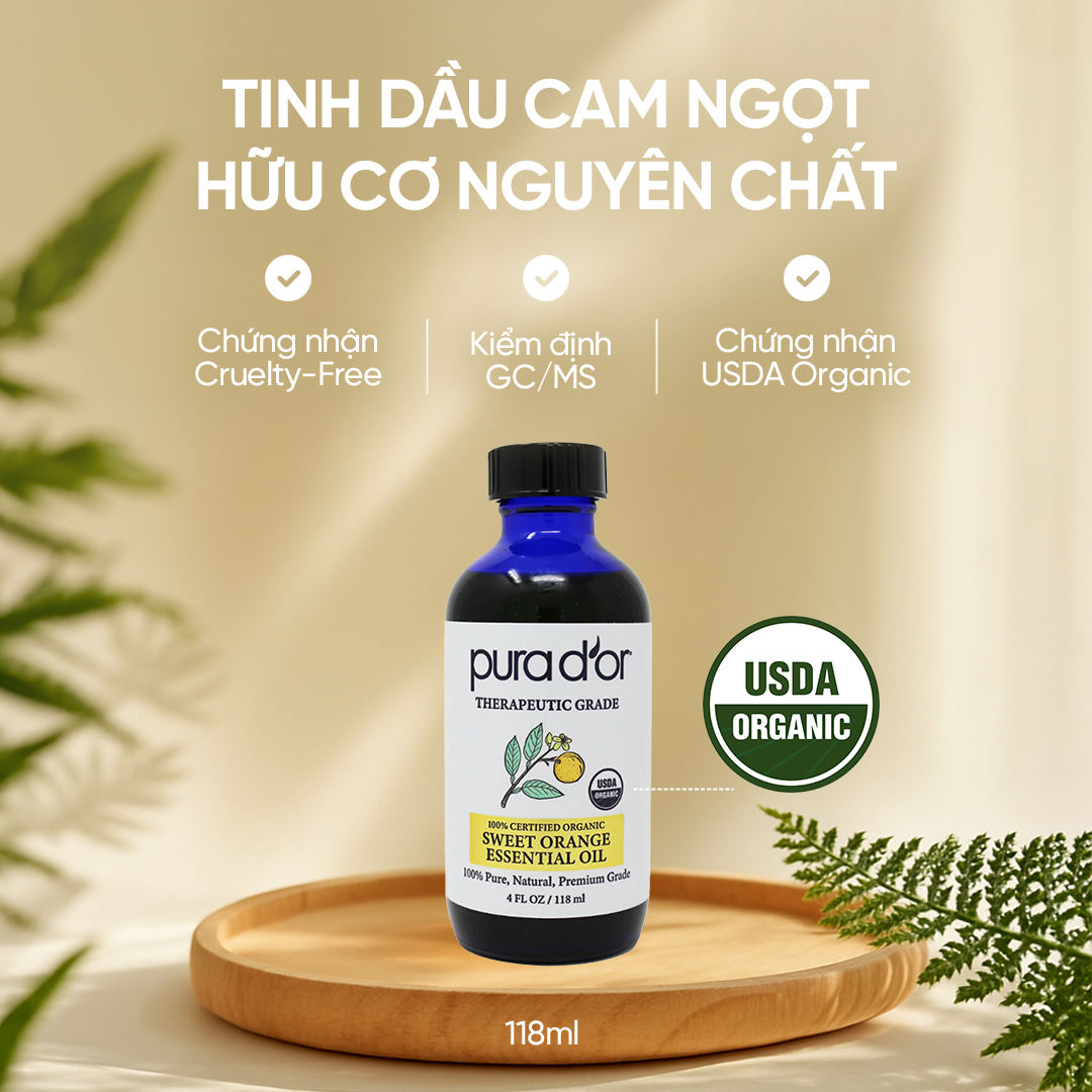 Tinh Dầu Cam Ngọt Hữu Cơ PURA D’OR Therapeutic Grade Sweet Orange Essential Oil 118ml_thumbnail_2