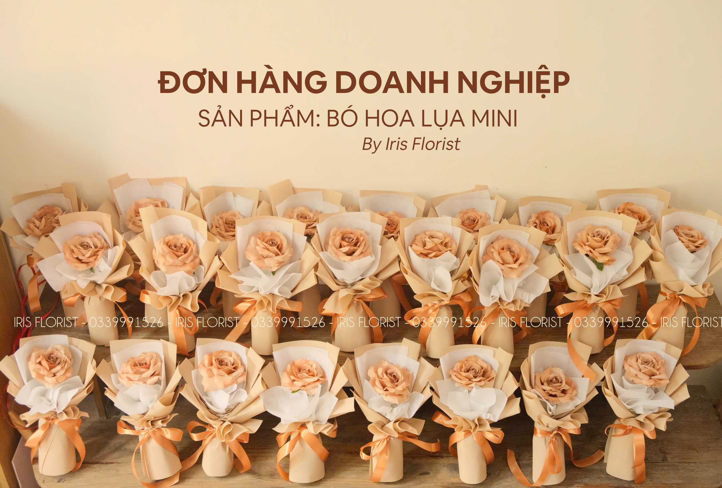 Bó hoa lụa mini - Hoa hồng cafe 1 Bông_thumbnail_0