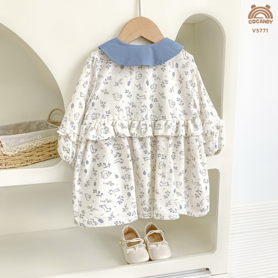 Váy dài BE hoa nhí xanh dương 2 nơ_thumbnail_1