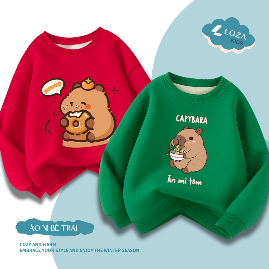 Áo sweater bé trai in hình Capybara nhiều hình đáng yêu - Loza Kids IN006_thumbnail_13