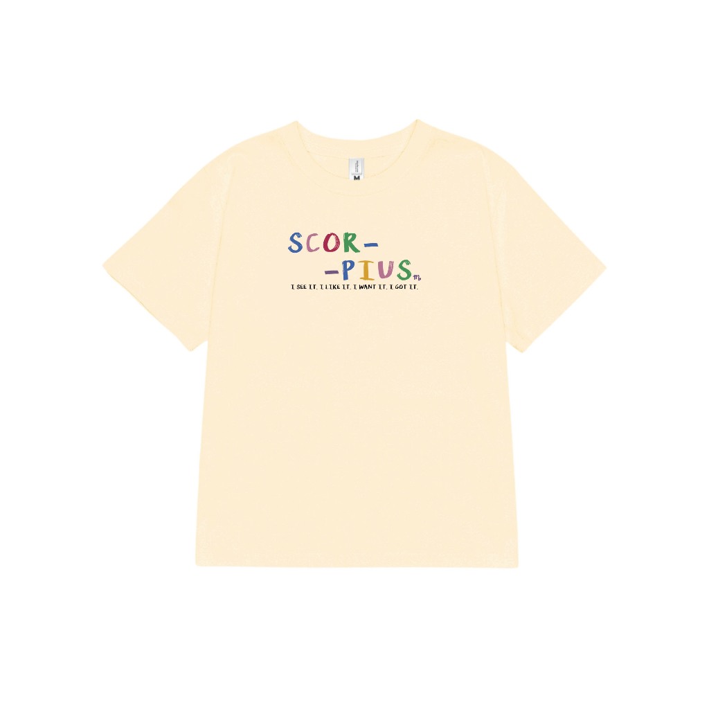 Áo baby tee ABD363 cung hoàng đạo Bò Cạp SCORPIUS Miucho cotton cổ tròn in typography