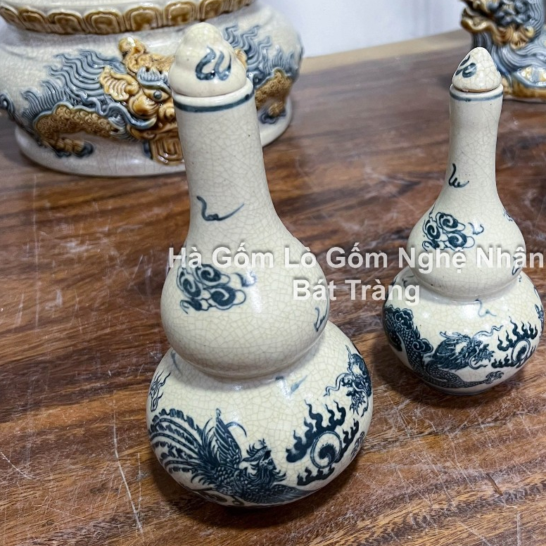 Men rạn trơn - Nậm Rượu Thờ Hà Gốm Cúng 2 Bầu Chuẩn Bát Tràng - Nghệ nhân chế tác_thumbnail_1