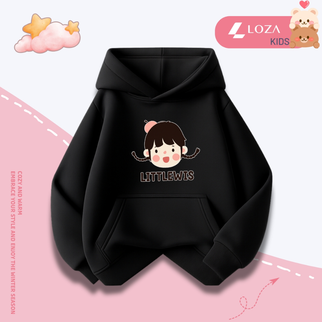 Áo nỉ hoodie bé gái in hình bé gái Littlewis-  Loza Kids HN3386_thumbnail_1