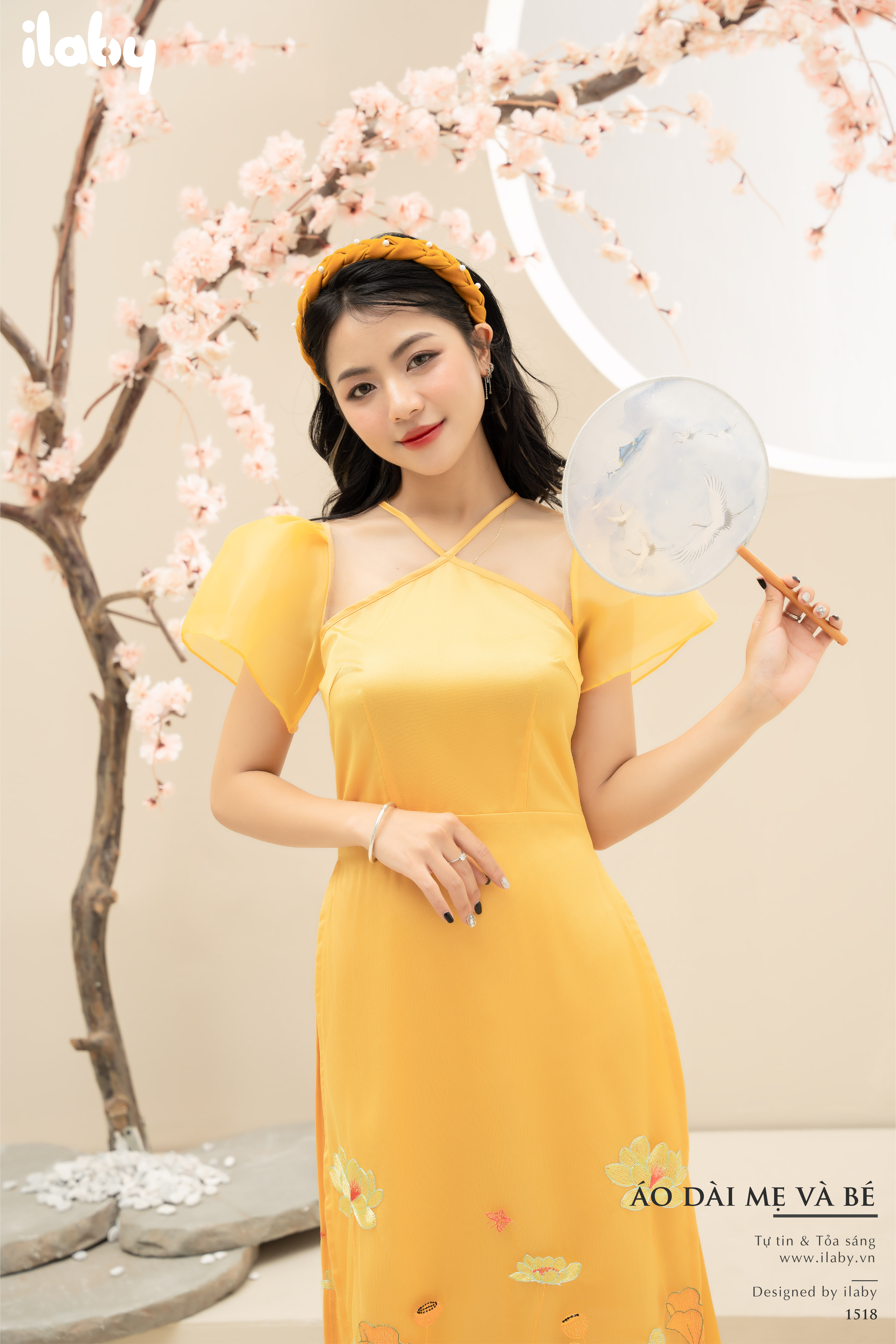 Áo dài hoa sen mẹ kèm quần_thumbnail_4