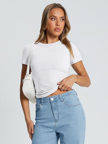 Women’s Basic Crop Top – Soft Short Sleeve Tee for Gym or Casual Wear_thumbnail_3