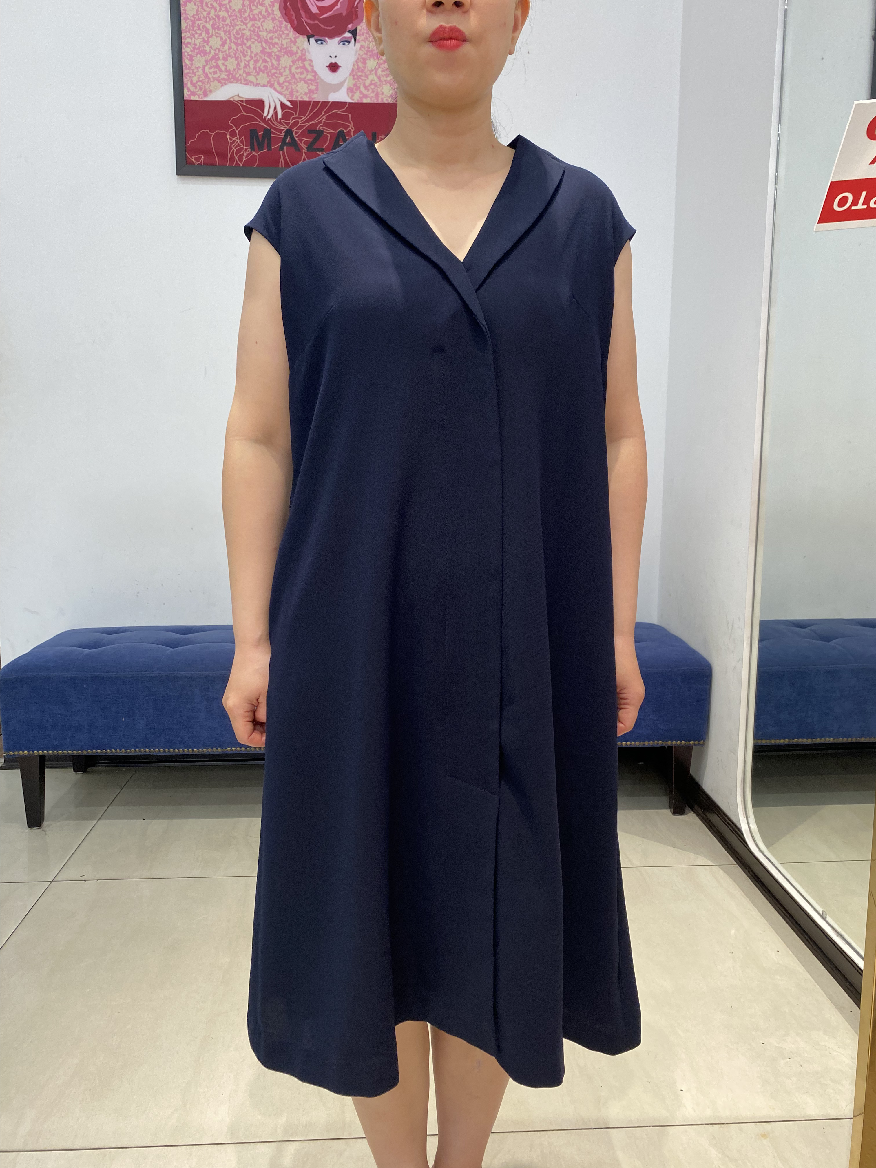 Váy xanh cổ vest xòe_thumbnail_1