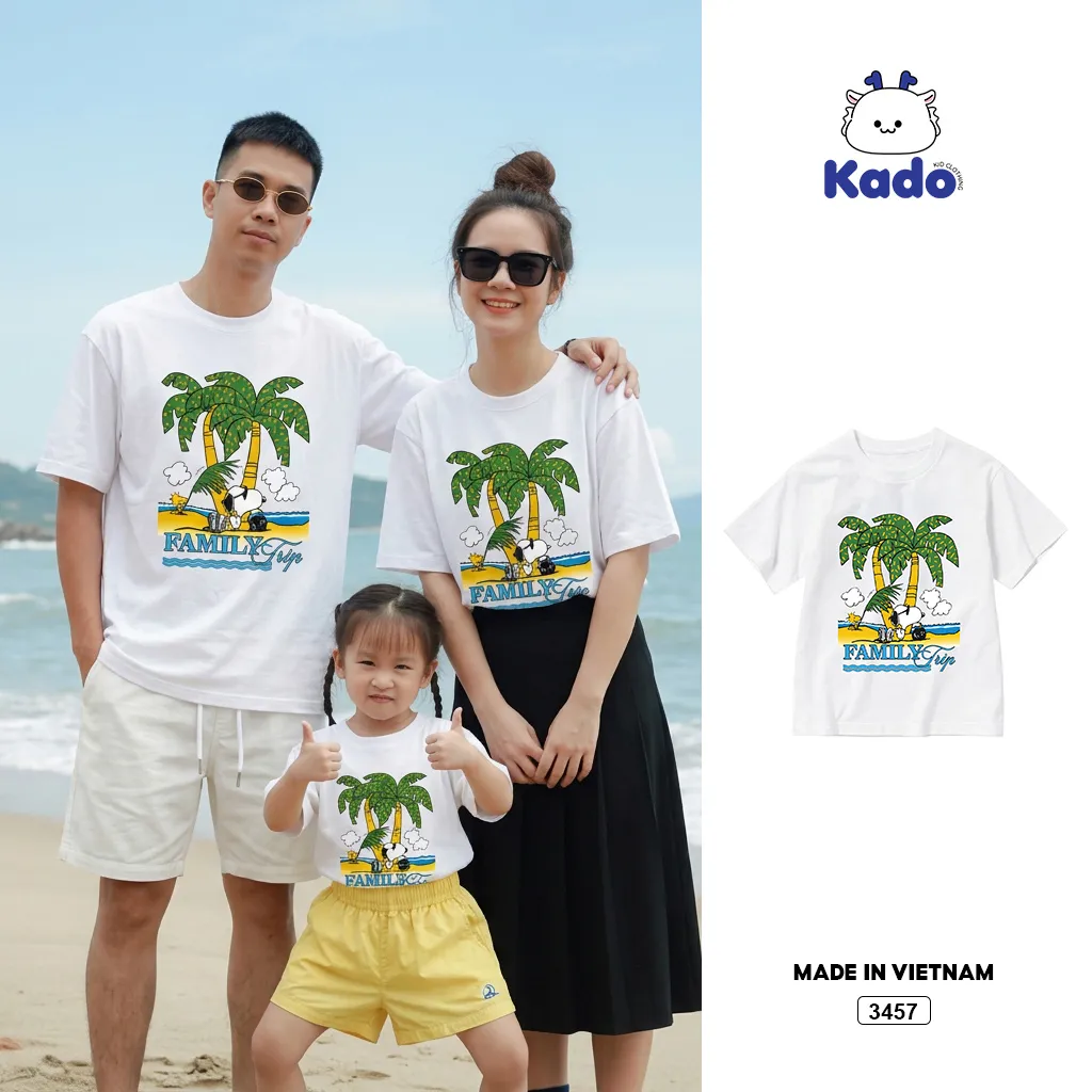 Áo thun form rộng bé và gia đình mùa hè Kado 3456