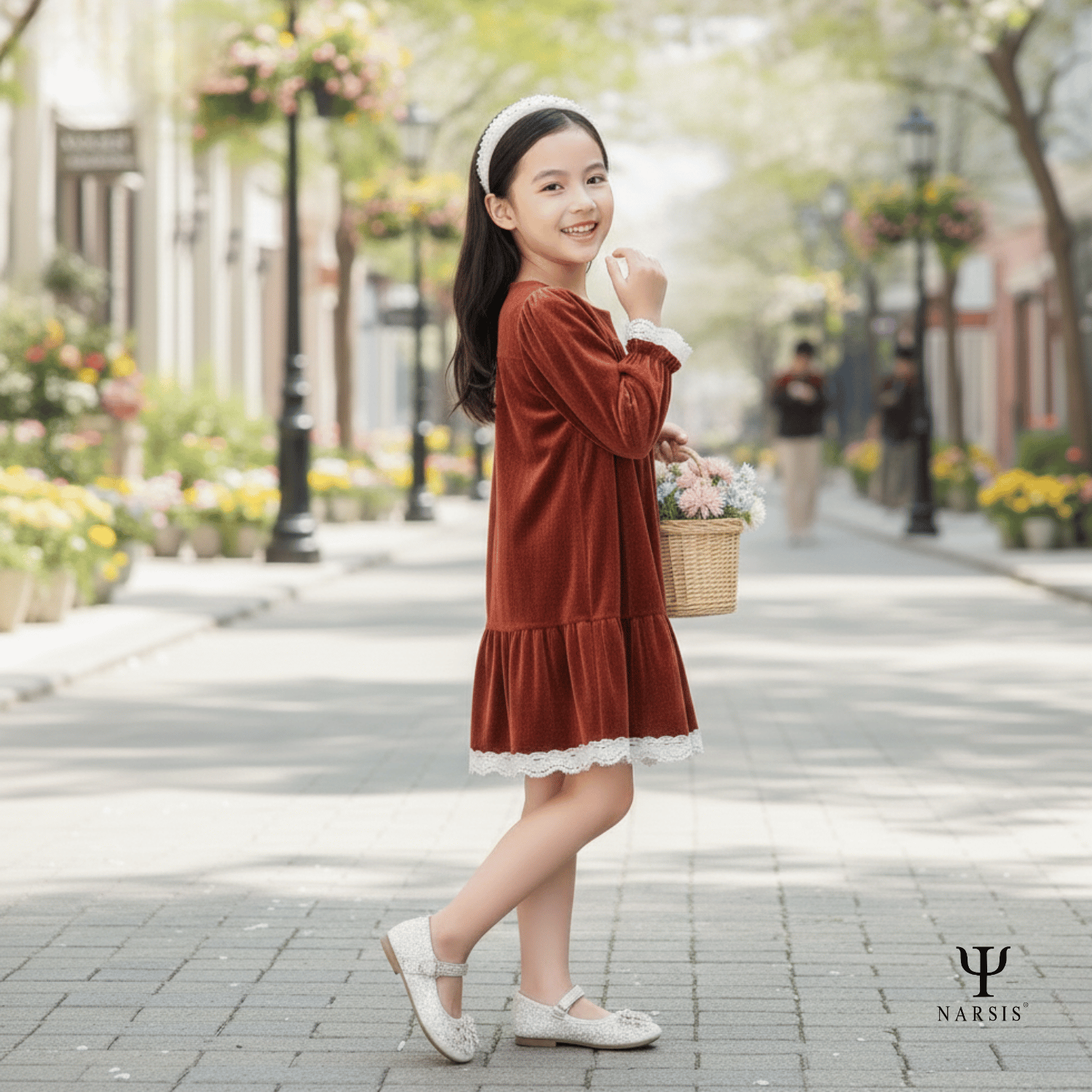 VÁY BÉ GÁI KB0021 NARSIS CHẤT LIỆU THOÁNG MÁT, DỄ CHỊU, THOẢI MÁI CẢ NGÀY, DỄ VẬN ĐỘNG_thumbnail_3