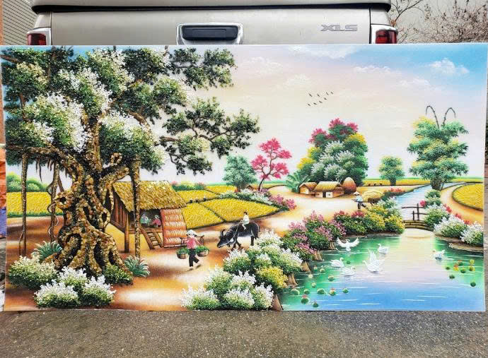 Tranh đá quý cây đa bến nước TUYỆT ĐẸP_thumbnail_5