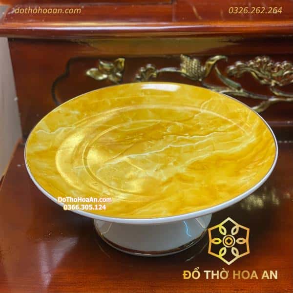 Mâm Bồng Thờ Sứ Vân Đá Vàng