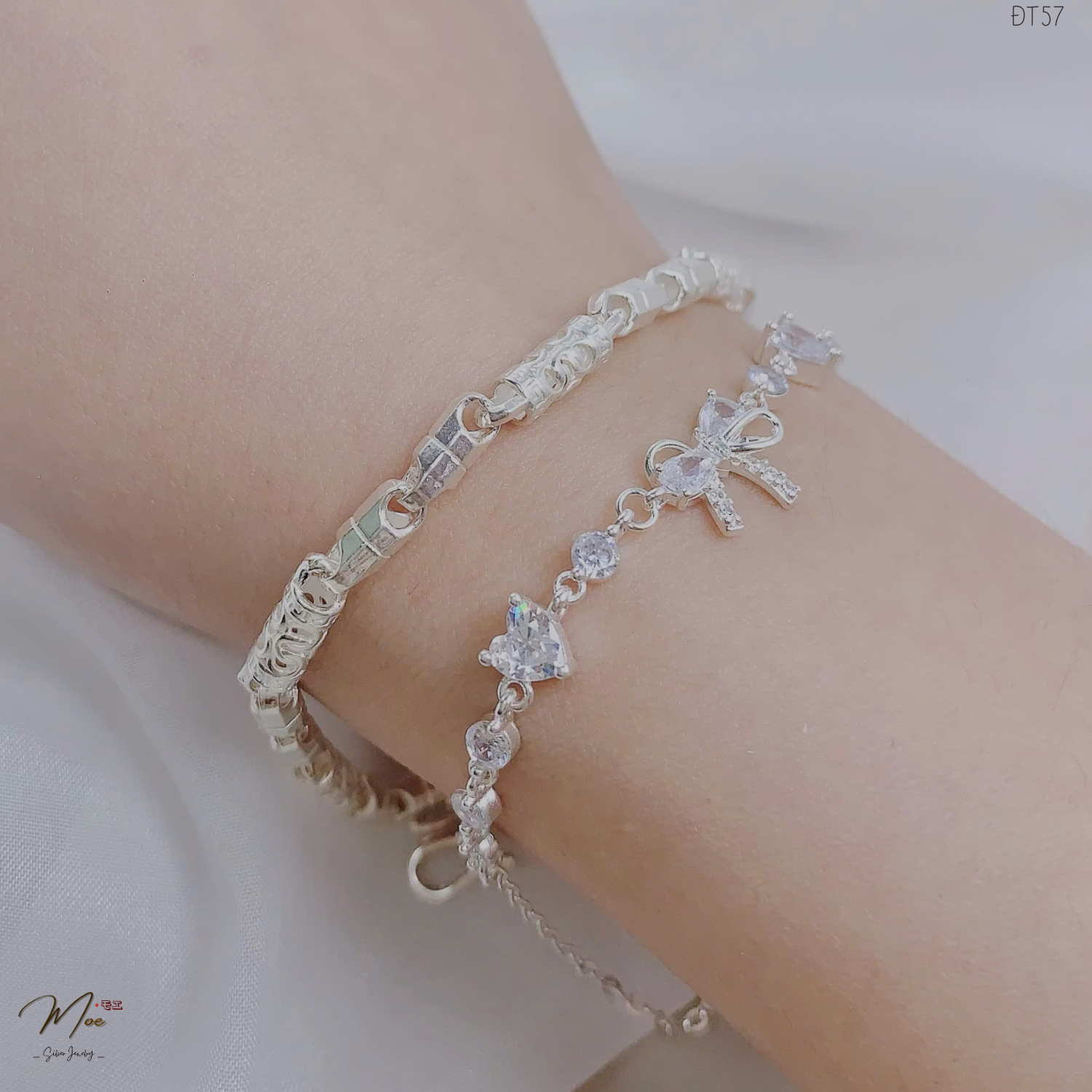 ĐT57 - Lắc tay đôi Nơ pha lê tình yêu & ống đốt kim tiền_thumbnail_1