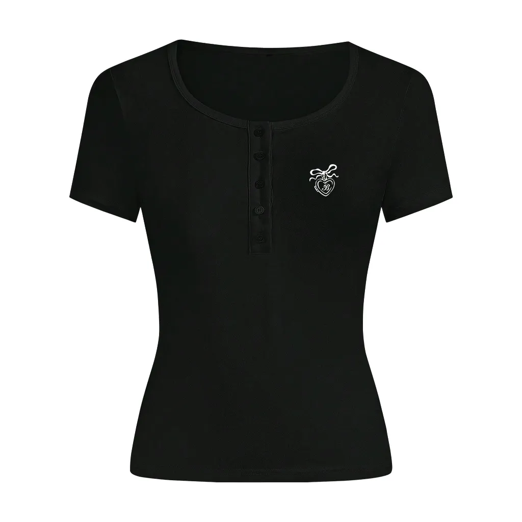 Áo thun ôm body Miucho vải visco thoáng mát tay ngắn cổ nút siêu hack dáng in artwork 2715_thumbnail_7