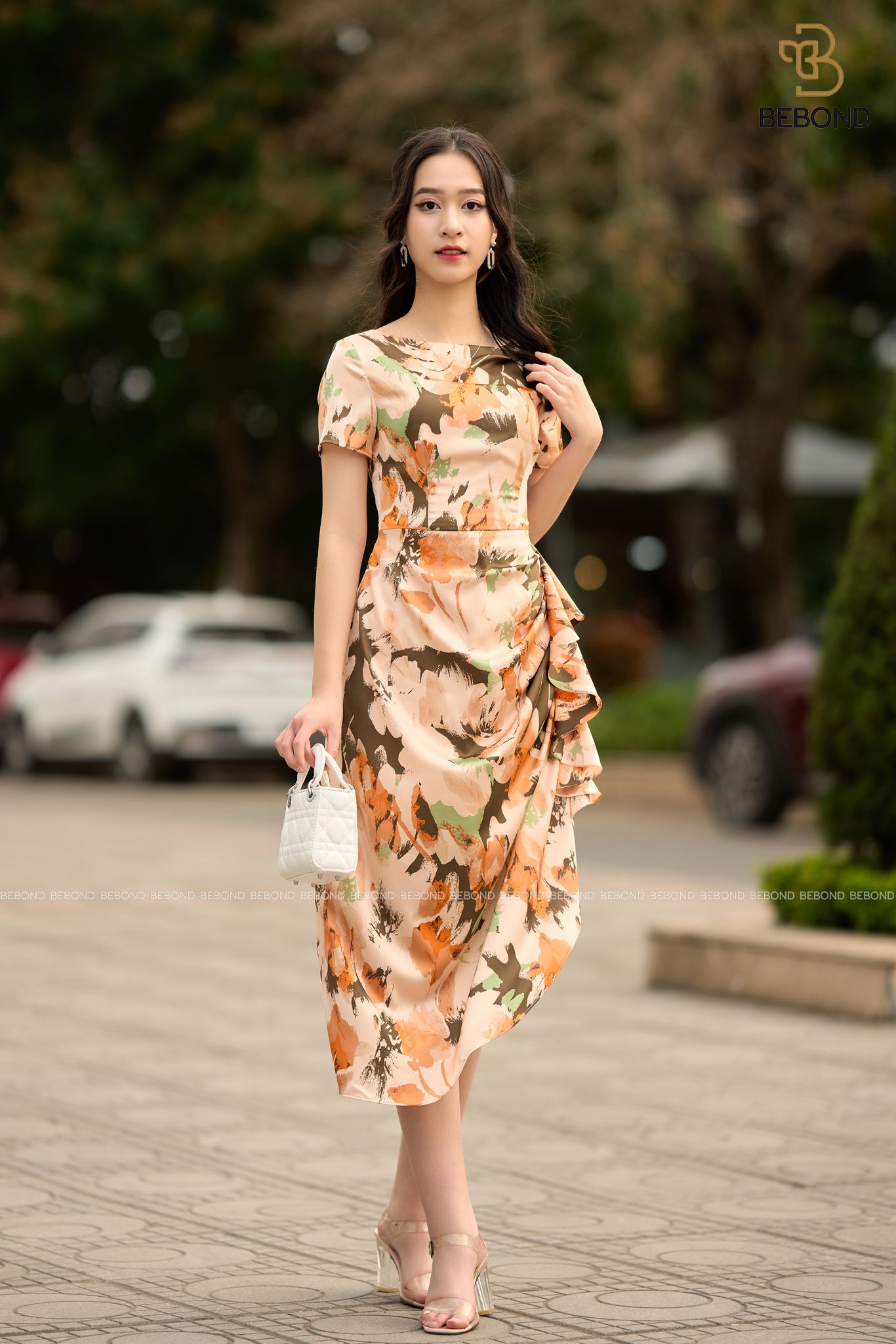 Đầm lụa xếp ly eo màu HỒNG TÔM- AMELIA DRESS_thumbnail_0