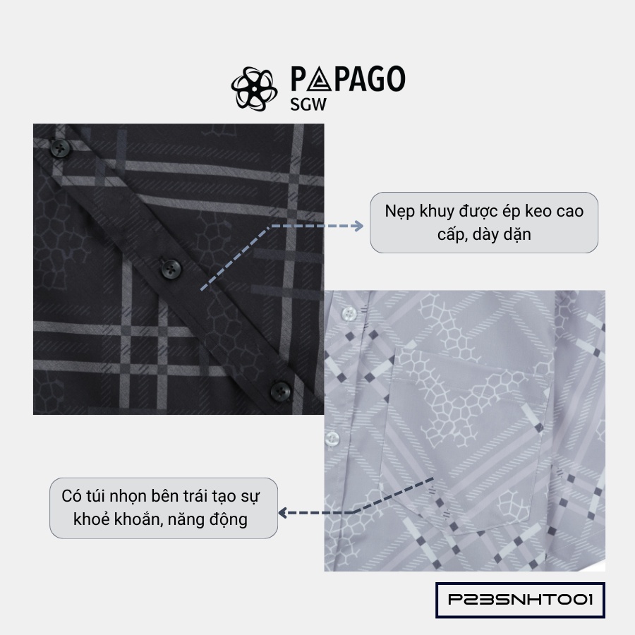Áo sơ mi nam trung niên PAPAGO tay ngắn lai bầu vải lụa - P23SNHT001_thumbnail_5