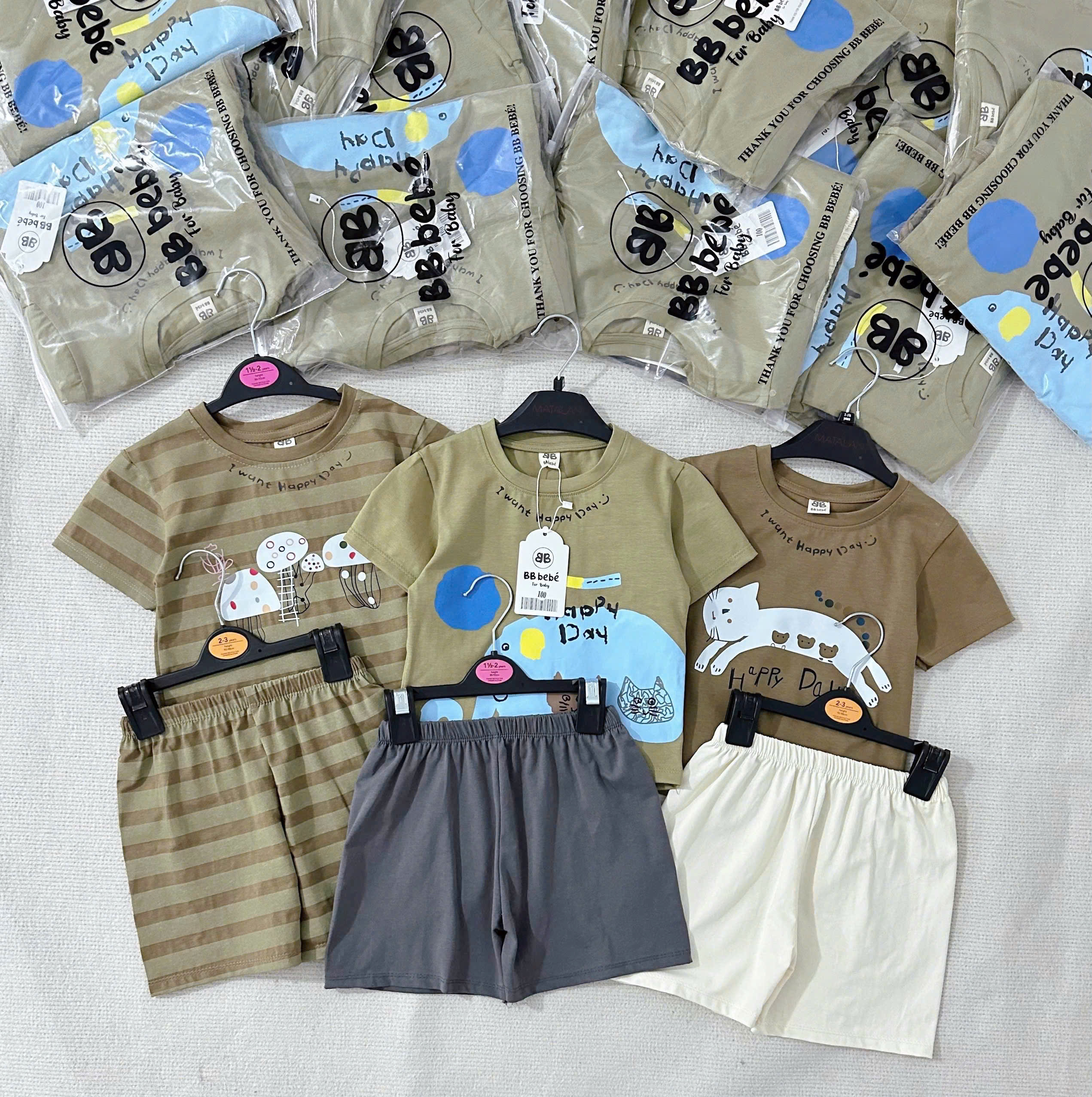 C87 SET 3 BỘ CỘC VOI XANH HAPPY DAY- A100.77