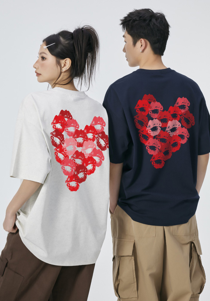Áo thun cặp đôi couple trái tim from rộng ATD1381 Miucho vải cotton thoáng mát cổ tròn in mix_thumbnail_5