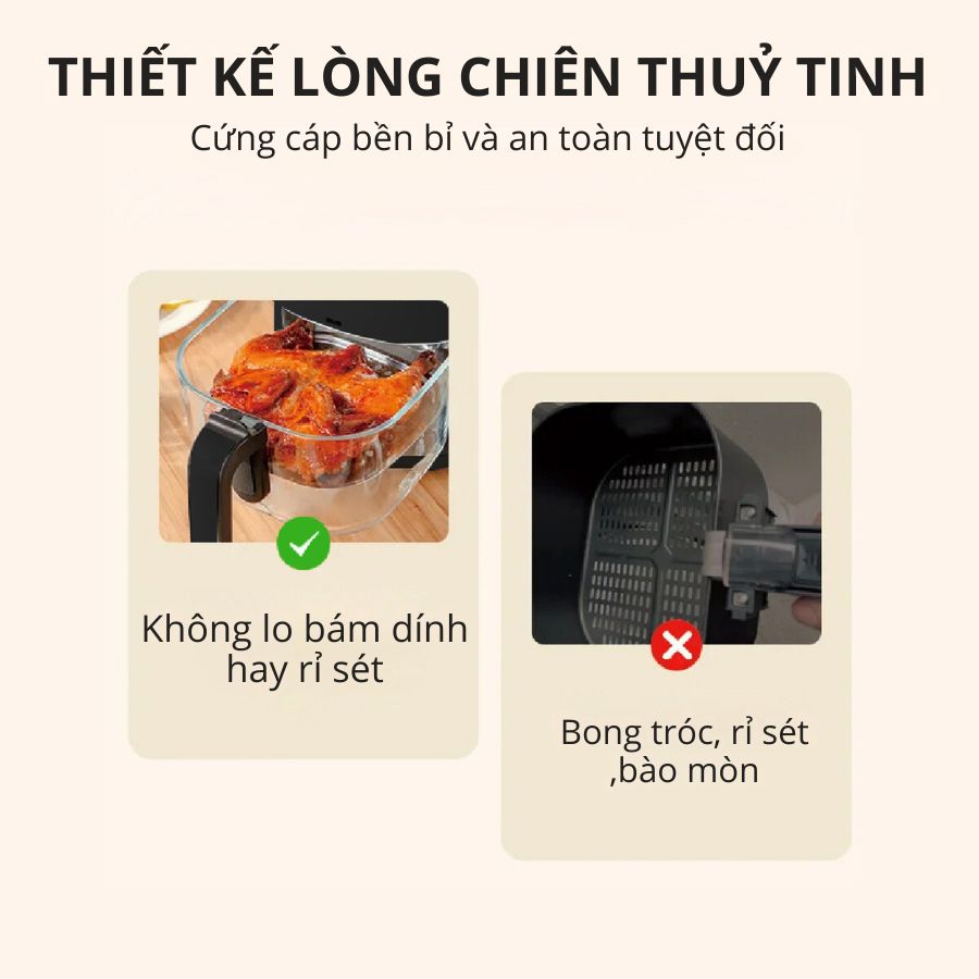 Nồi chiên không dầu lòng thuỷ tinh Mishio MK373 không lo bong tróc chống dính_thumbnail_7
