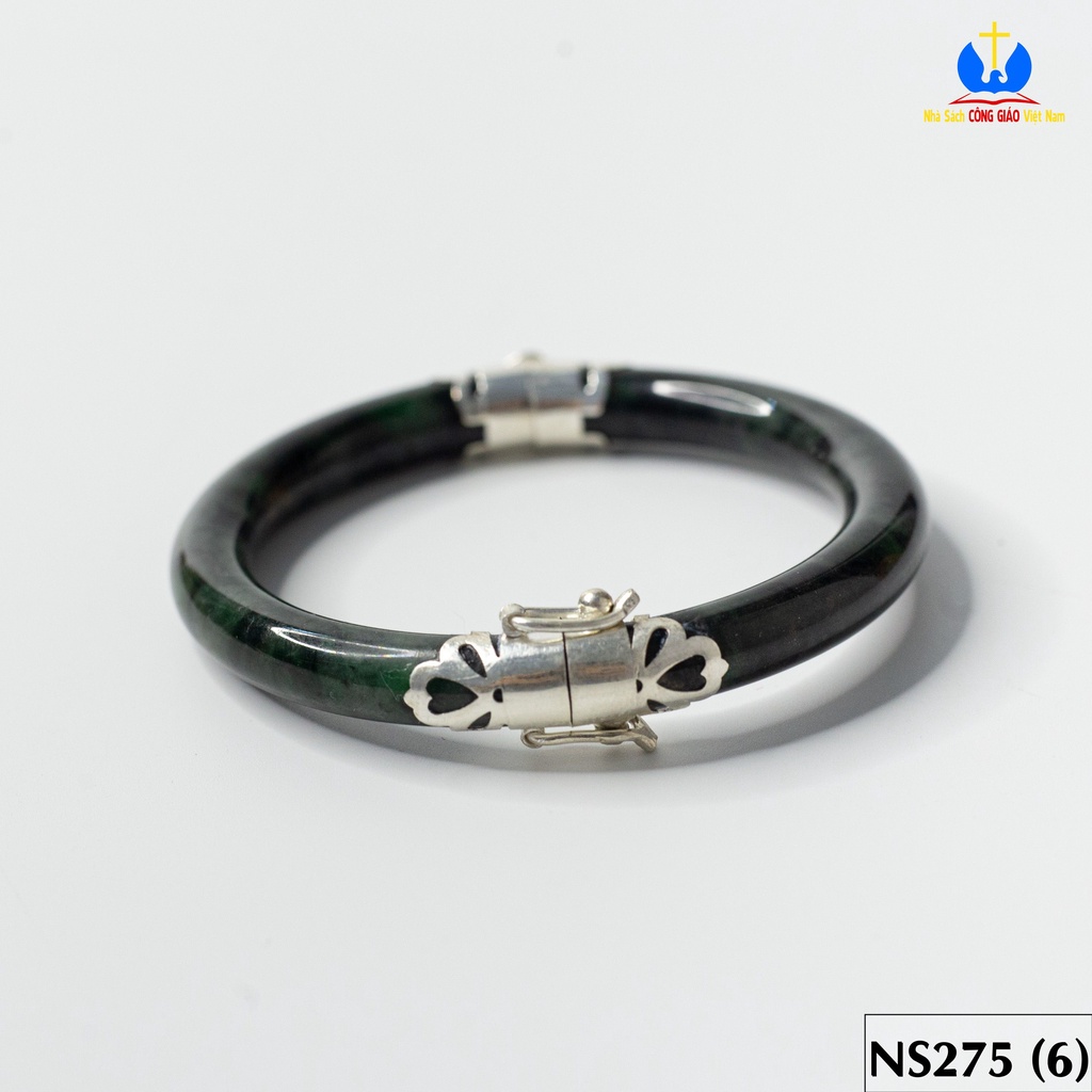 Vòng tay đá Ngọc Bích bọc bạc ta TS0274 - Món quà ý nghĩa cho mẹ và bà_thumbnail_5