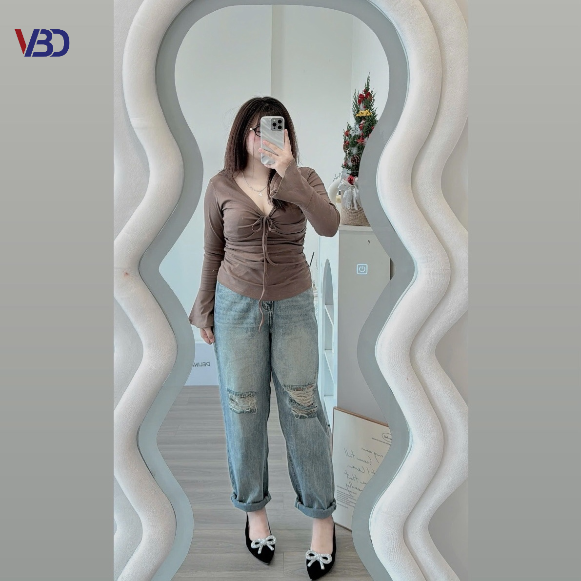 Quần baggy lưng thun rách kiểu bigsize QJ360 dành cho nàng béo mập từ 55-90kg