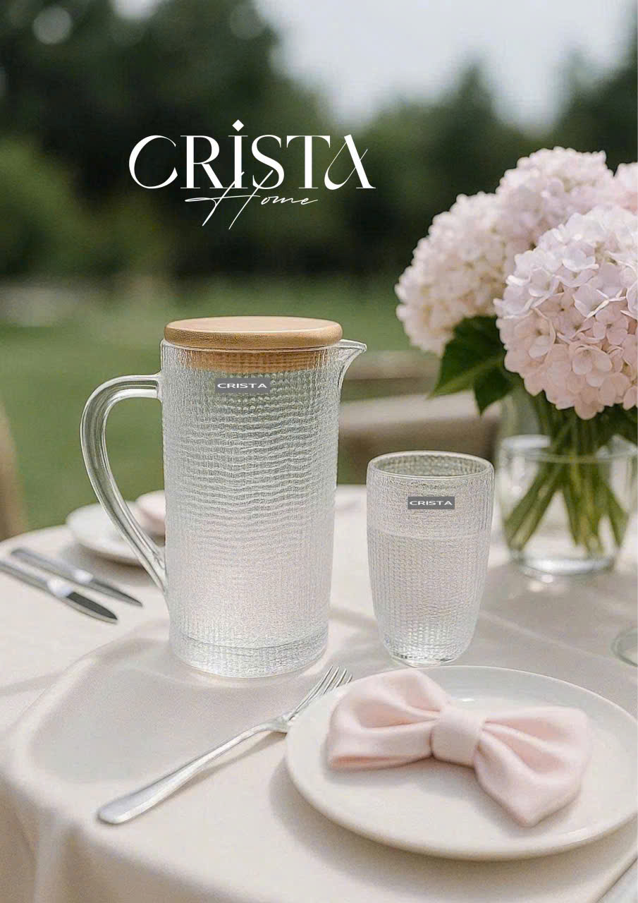 Bình thủy tinh CRISTA HOME vân lưới dập nổi 1000 ml