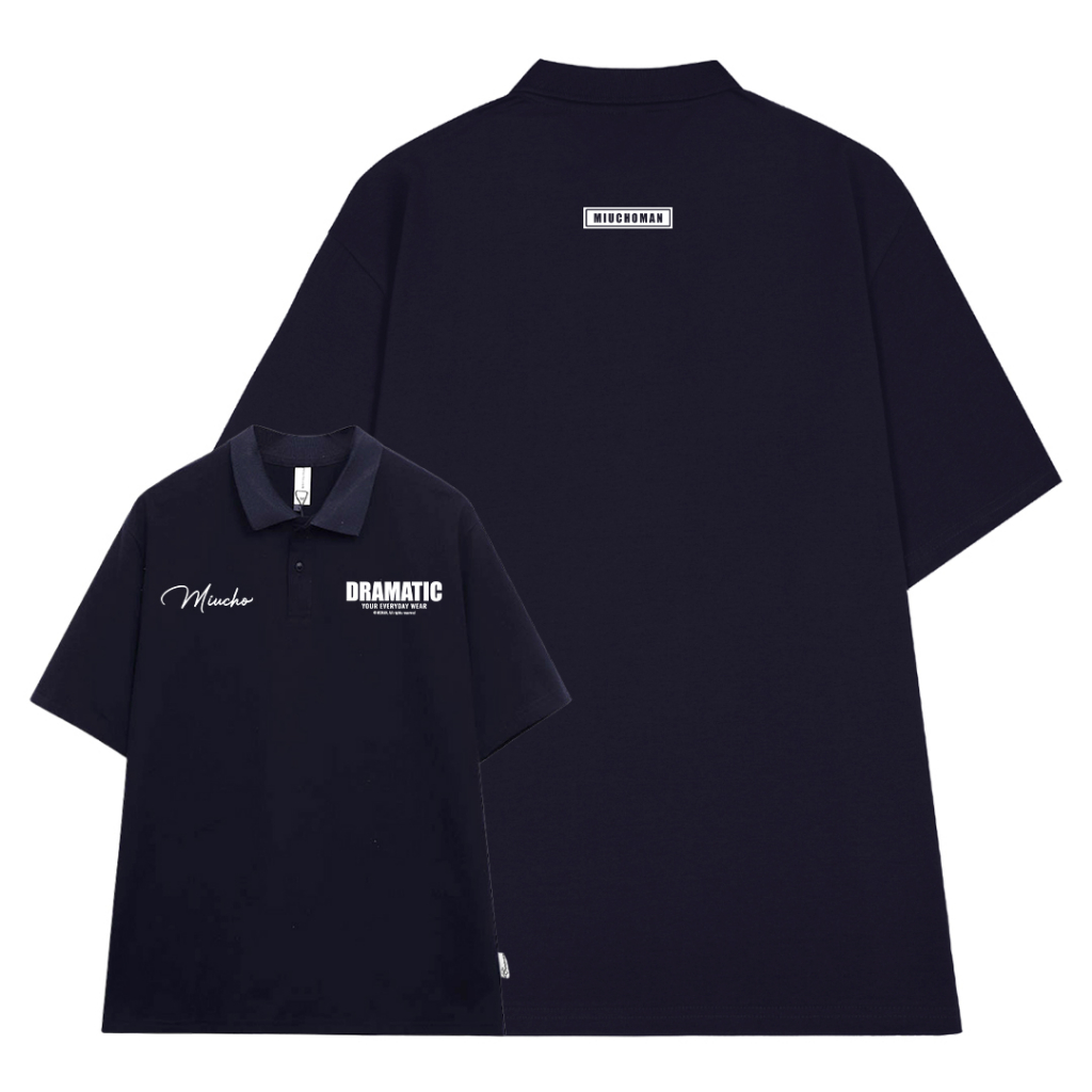 Áo polo nam form rộng PLD287 Miucho Man cotton cổ trụ in typography_thumbnail_10