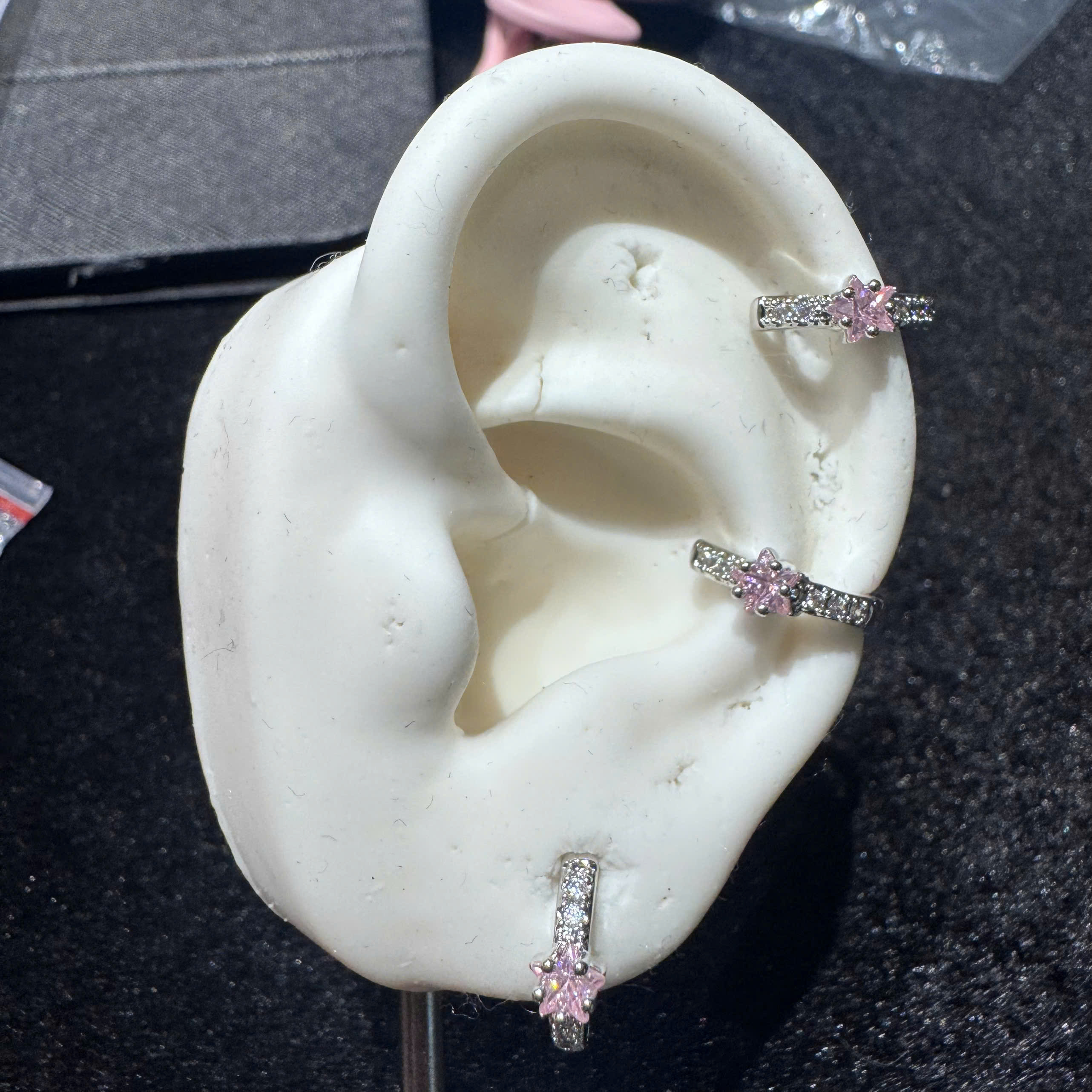 Khuyên vòng kiểu nửa vòng đá sao hồng s10