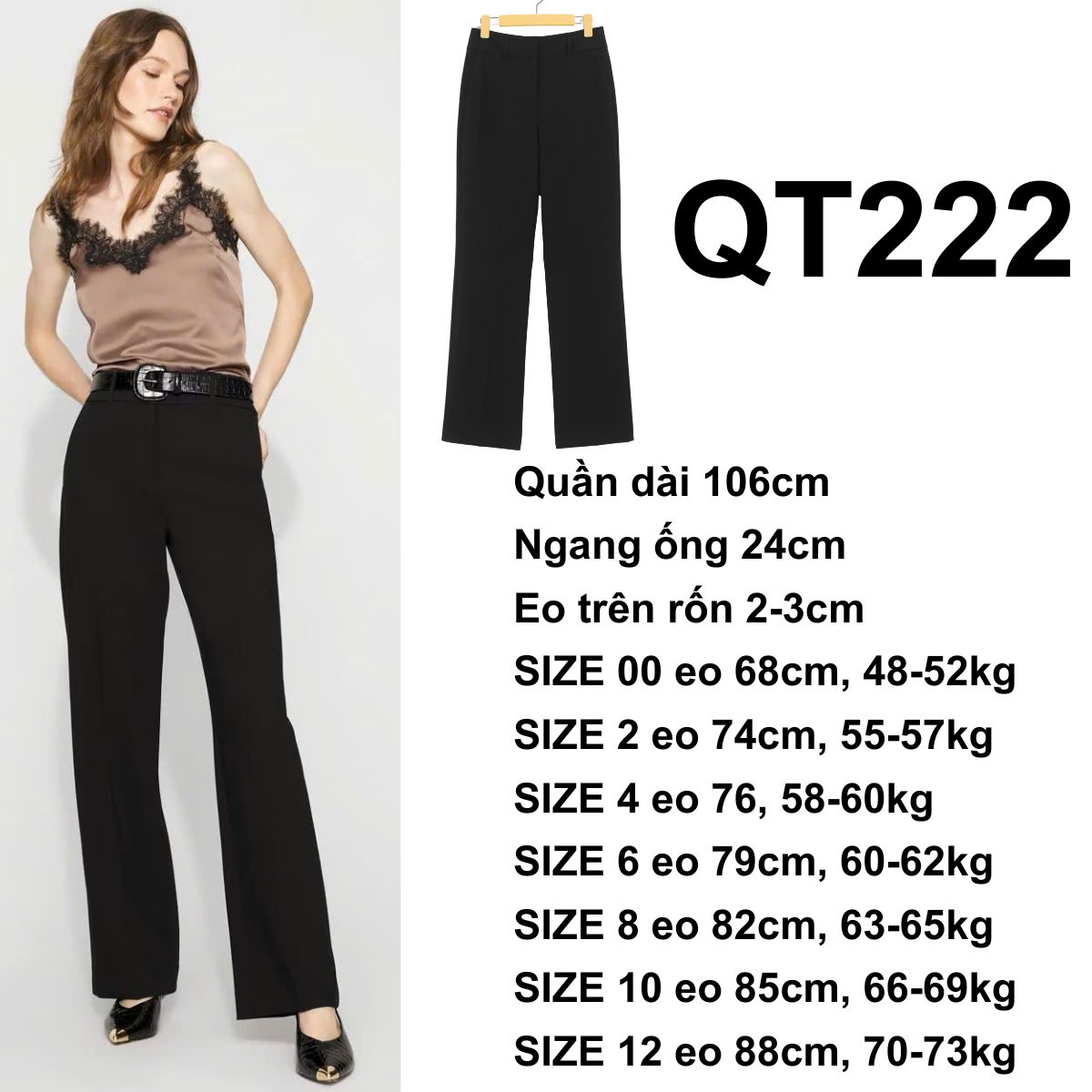 QT222 - Quần tây đen