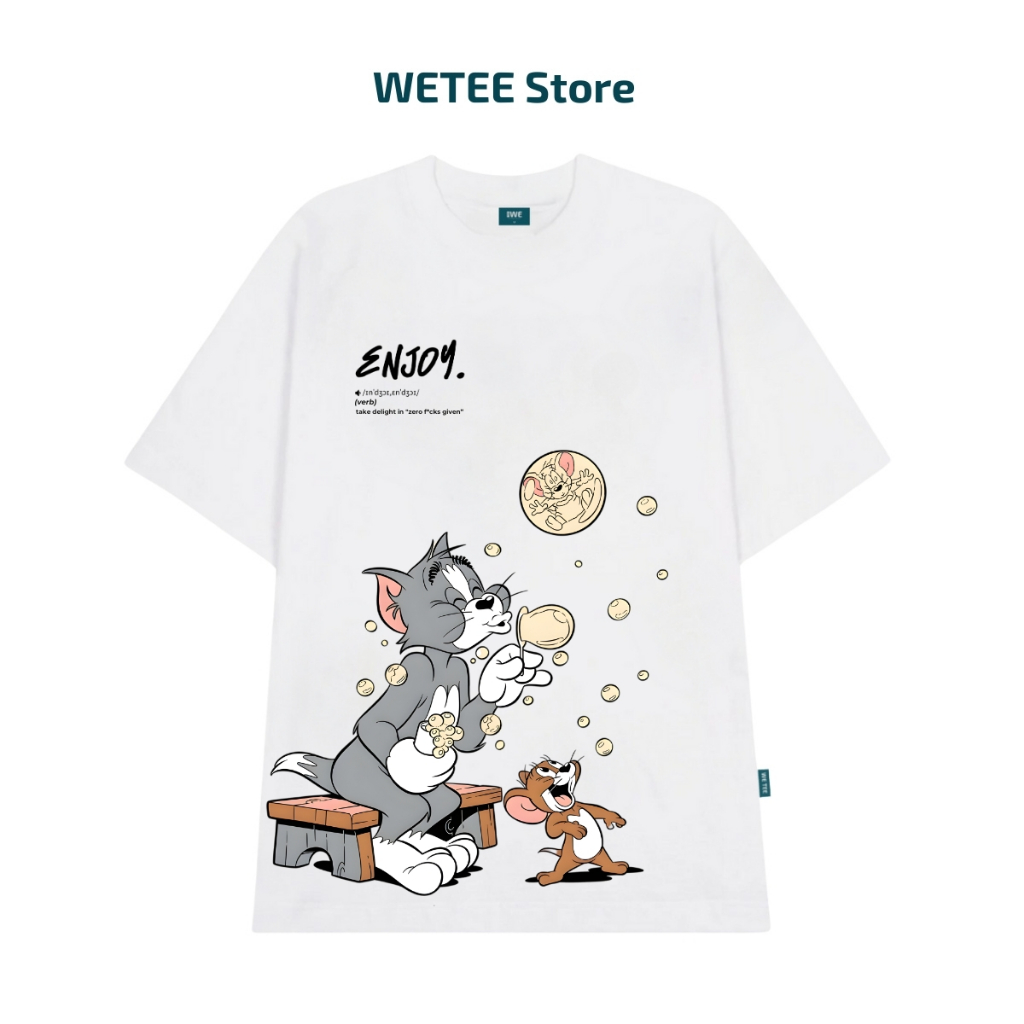 Áo thun unisex UX30-1186 ENJOY Tôm&Jelly thổi bong bóng dáng oversized local brand WETEE_thumbnail_2