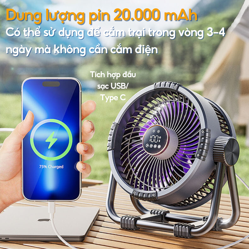Quạt Tích Điện Mini Để Bàn NMIMART QDN01 - Tiện Lợi và Đa Năng Cho Mọi Chuyến Đi_thumbnail_10