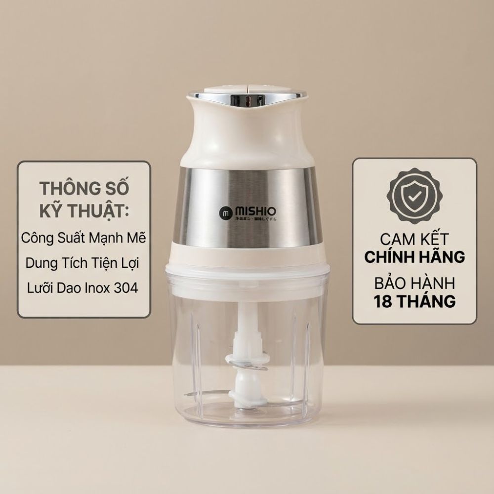 Máy Xay Mini Mishio MK389 - Dung Tích 0.8L, Xay Đồ Ăn Dặm, Gia Vị, Đồ Khô, Công Suất 250W Mạnh Mẽ_thumbnail_8