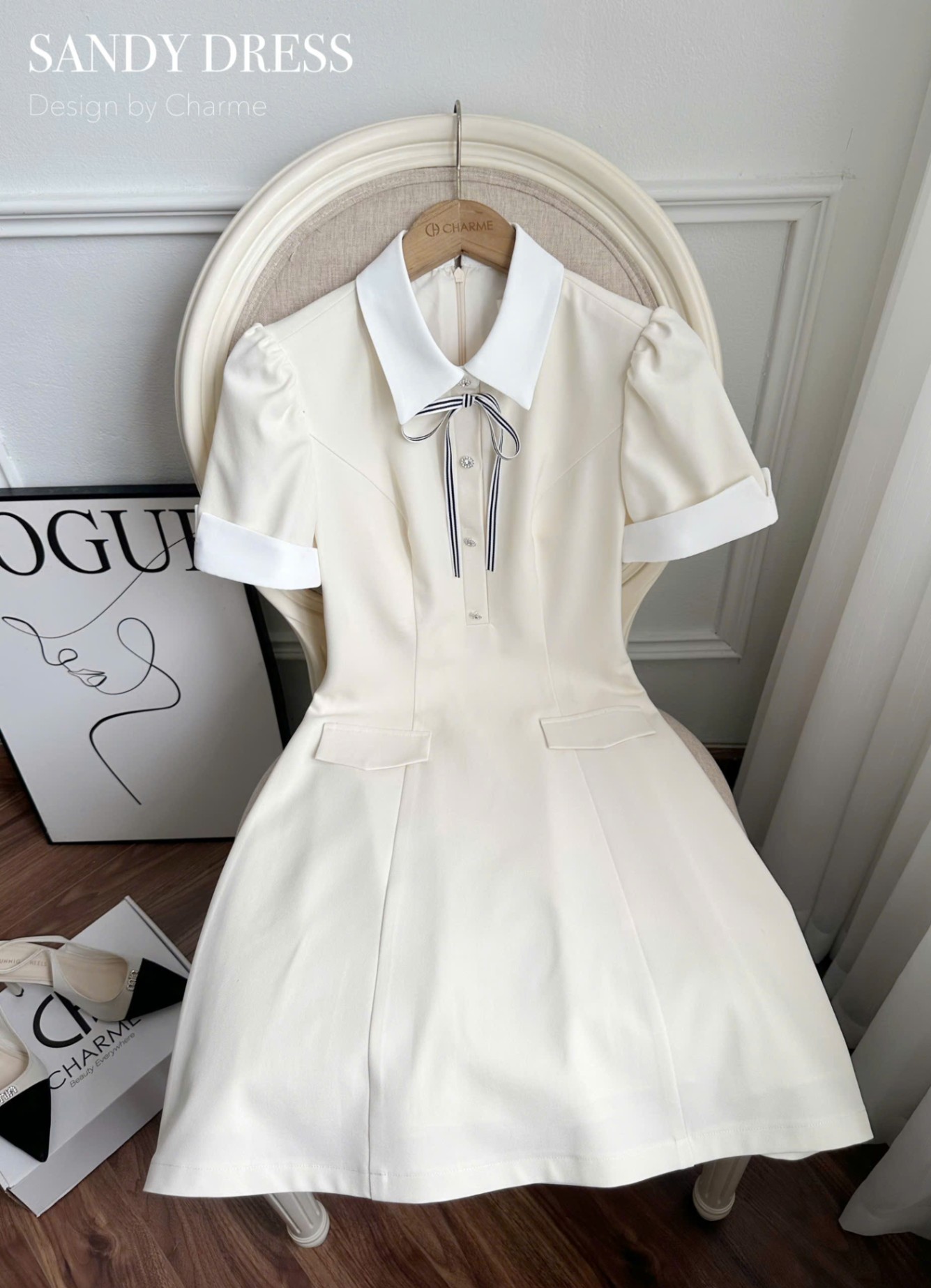 Váy dáng xòe tay phối khuy đá_thumbnail_2