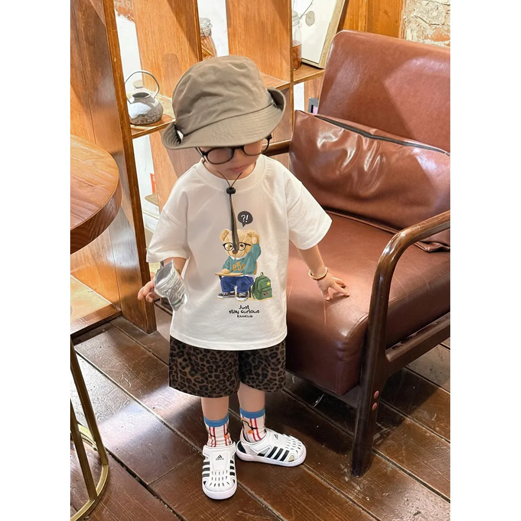 Áo thun bé trai Gấu Teddy học bài Kado vải cotton thoáng mát form rộng nhiều màu 2922_thumbnail_2