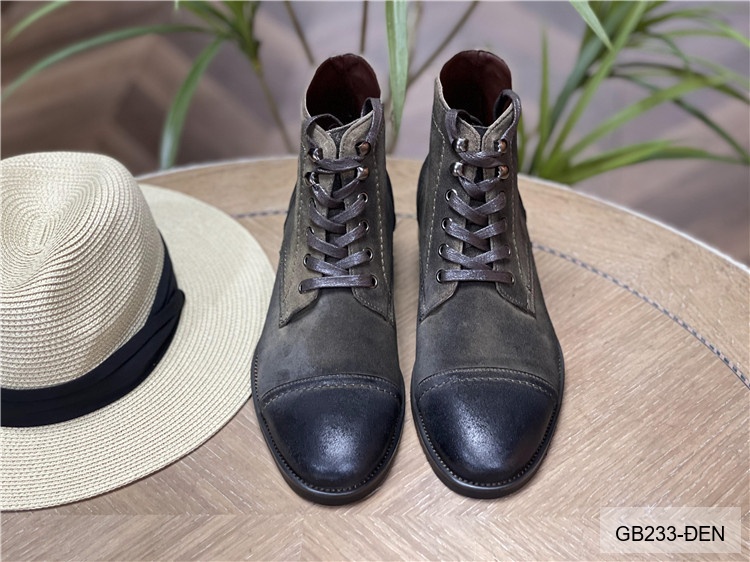 GB233 - Giày Boots Martin Nam Da Bò Phong Cách Anh, Đế Cao Su Chống Trượt, Màu Đen Kaki_thumbnail_15
