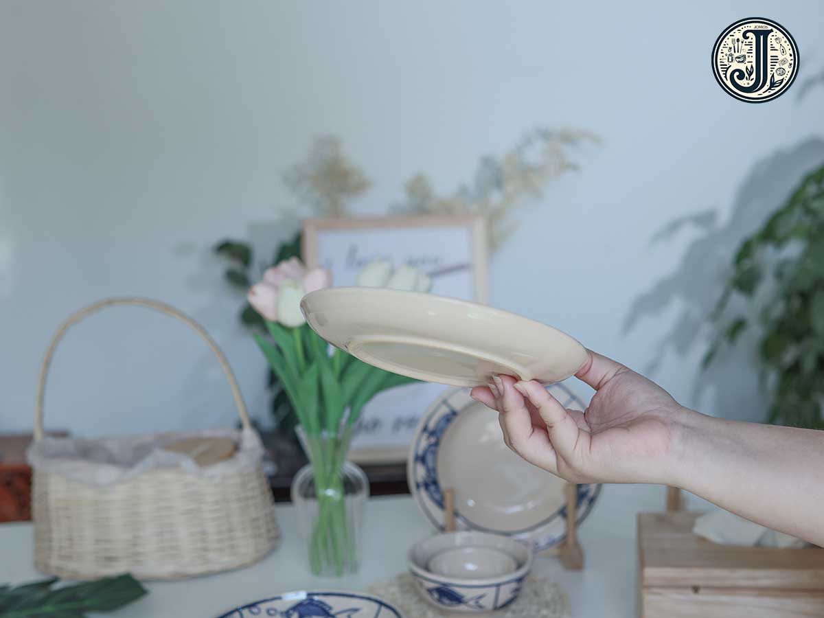 Dĩa cạn gốm 18cm Lái Thiêu cao cấp Cá J000298