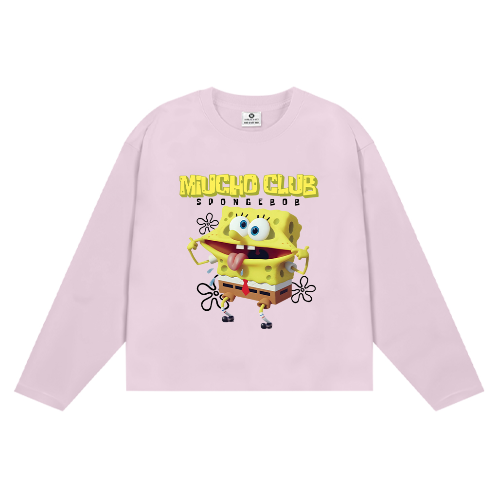 Áo thun boxy tay dài unisex in cartoon 2643 Miucho vải cotton thoáng mát chuẩn form dễ phối đồ