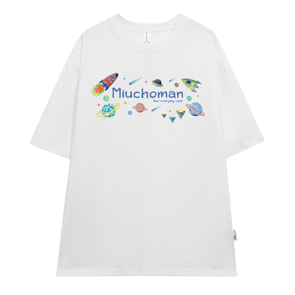 Áo thun nam form rộng ATD267 Miucho Man cotton cổ tròn in basic