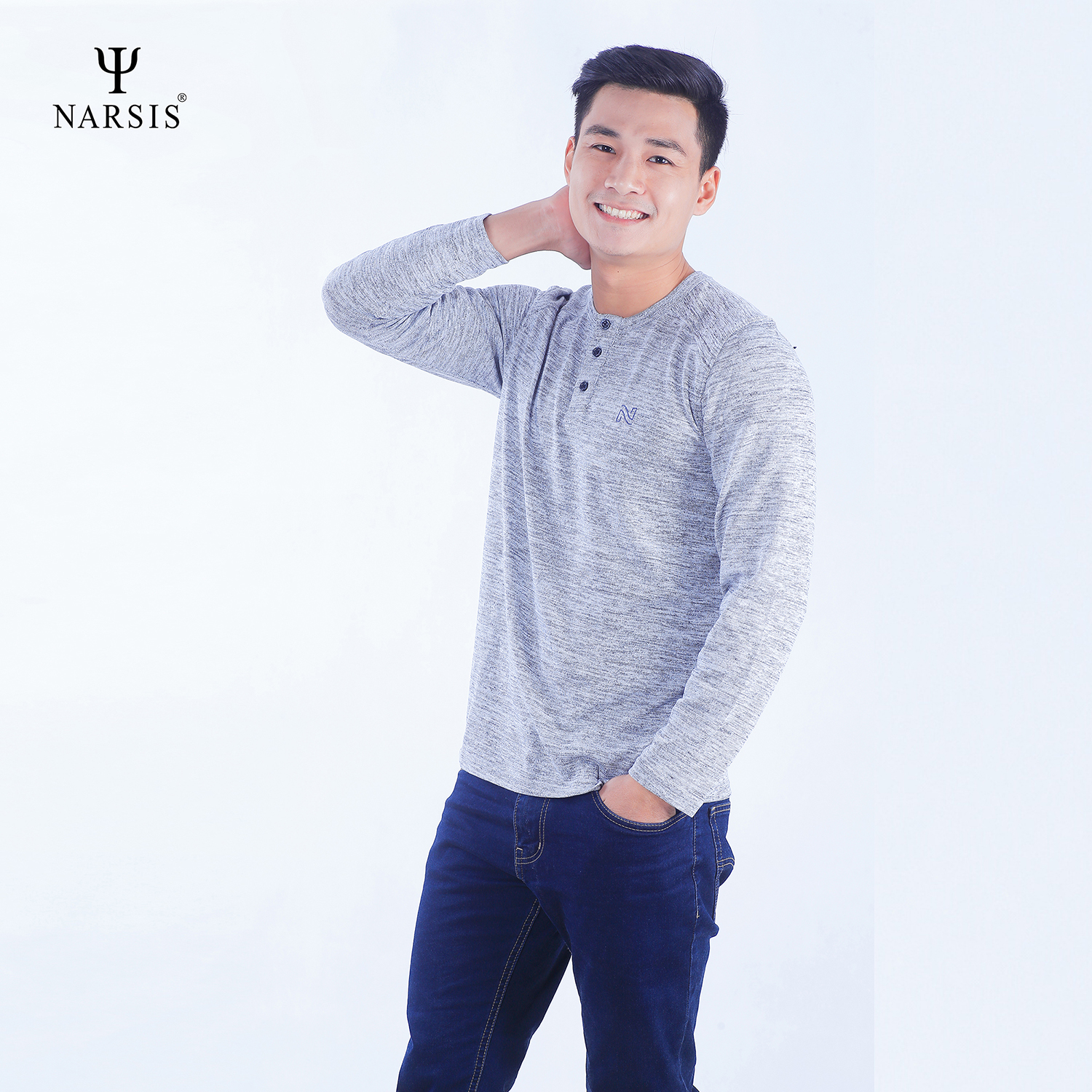 ÁO NAM THU ĐÔNG D7073 NARSIS VẢI LEN COTTON ẤM ÁP, THOÁNG MÁT, GIỮ ẤM TỐT, MỀM MẠI_thumbnail_0