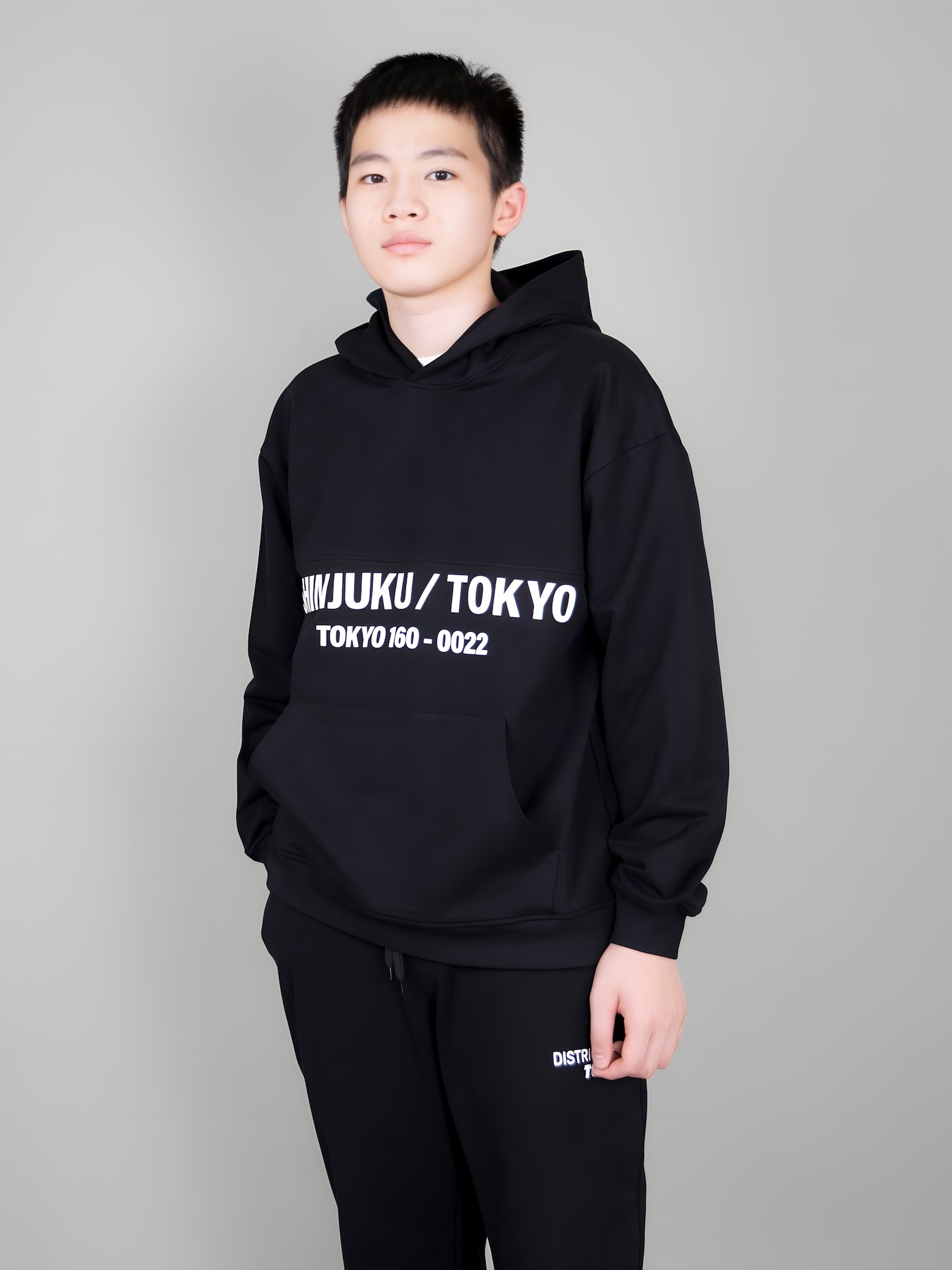 Áo nỉ hoodie đen chữ trắng TOKYO