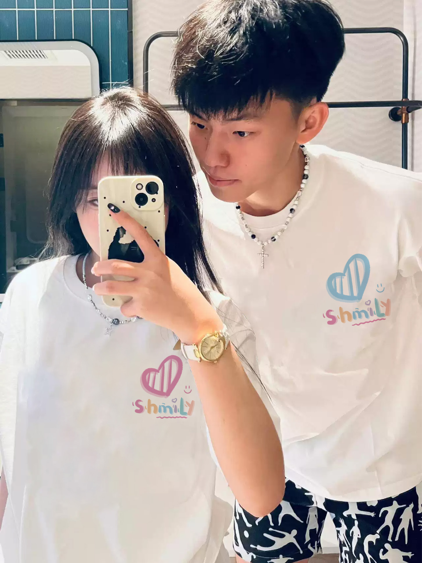 Áo thun cặp nam nữ đôi form rộng vải cotton co giãn thoáng mát ATD1666 Miucho in mix_thumbnail_5