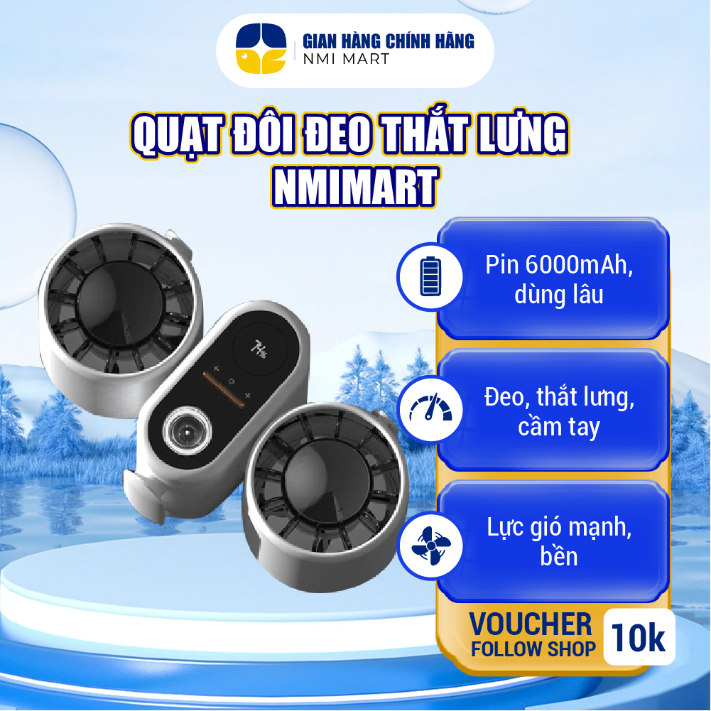 Quạt Đôi Đeo Thắt Lưng NMIMART: Nhỏ Gọn, Tích Hợp Sạc Dự Phòng, Làm Mát Nhanh Cho Hoạt Động Ngoài Trời - 27684062625