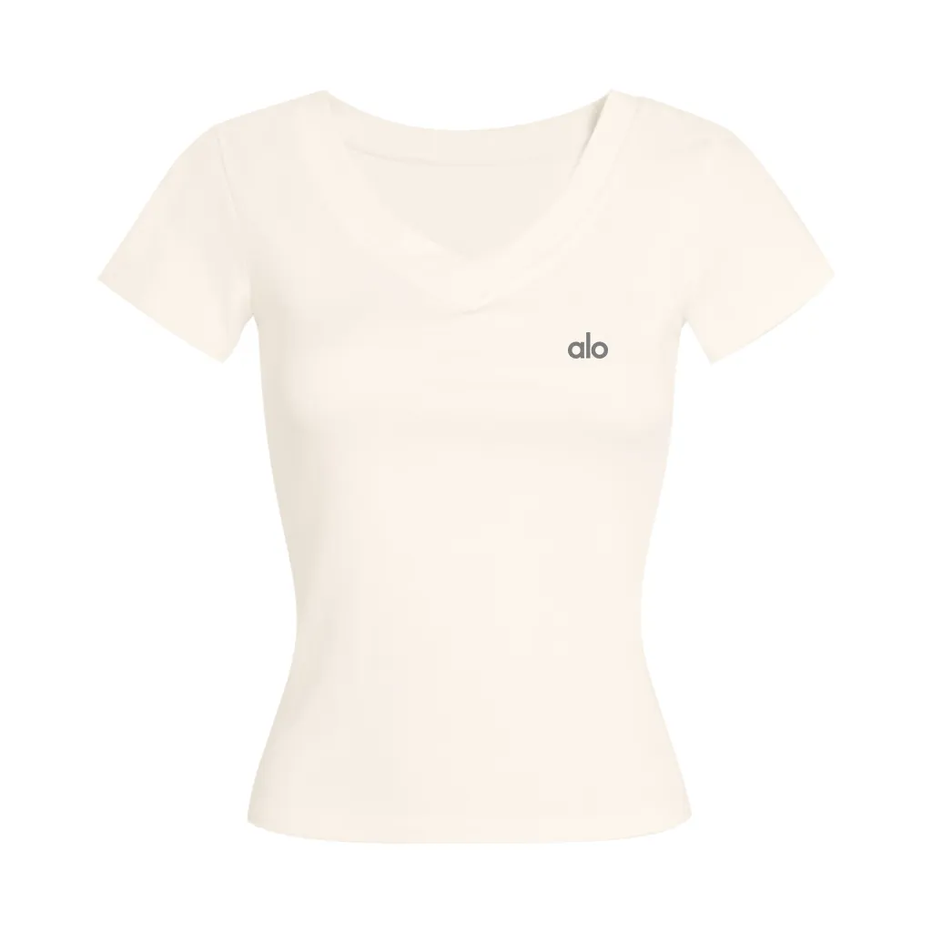 Áo ôm body cổ tim Miucho vải visco thoáng mát tay ngắn cổ tròn in chữ alo basic size S M L 2564_thumbnail_8