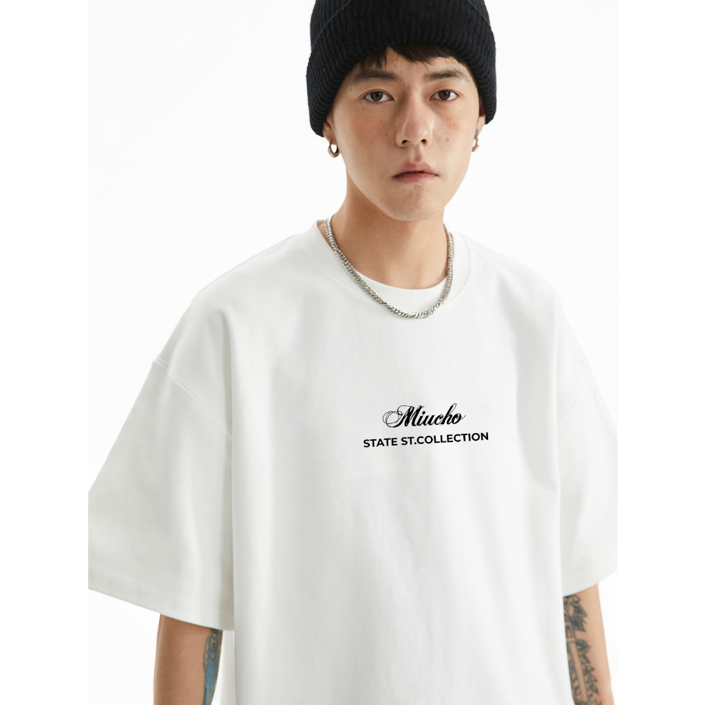 Áo thun nam form rộng ATD288 Miucho Man cotton cổ tròn in typography_thumbnail_3