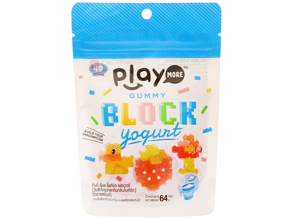 Kẹo dẻo xếp hình vị sữa chua Playmore 64g