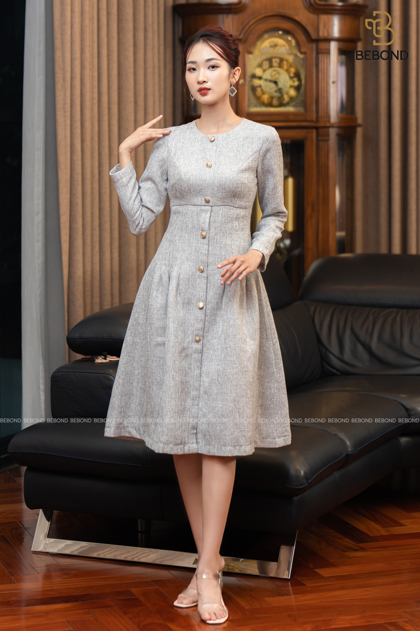 Đầm dạ xước màu GHI - Joyce Dress