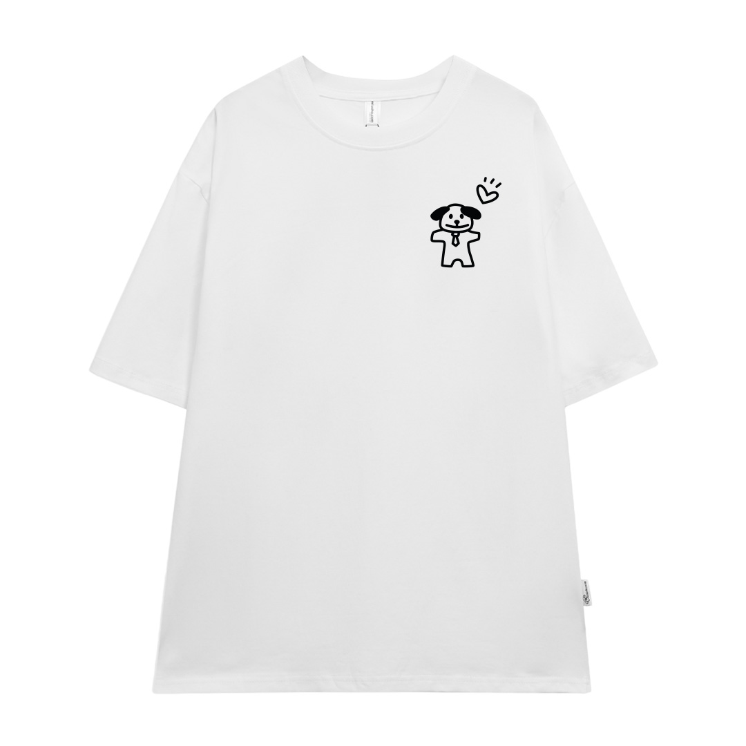 Áo thun cặp đôi couple chú cún đáng yêu from rộng ATD1365 Miucho vải cotton cổ tròn in artwork_thumbnail_20