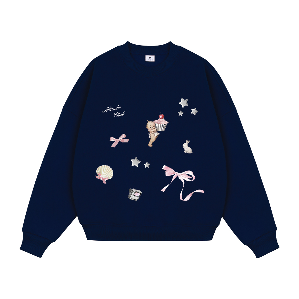 Áo sweater nữ form boxy 1920 Miucho cổ tròn vải nỉ bông 350 GSM dày dặn in mix_thumbnail_0