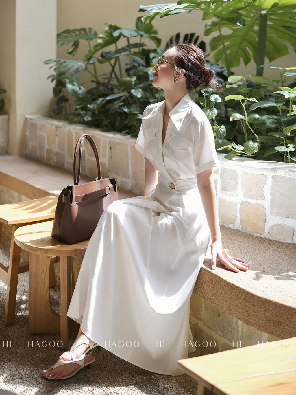 Váy sơ mi vạt chéo khuy trang trí HAGOO_thumbnail_3